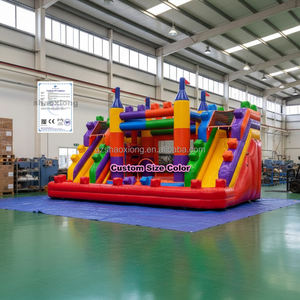 Château gonflable commercial d'extérieur pour enfants et tout-petits, avec piscine à balles intégrée et double toboggan - Product Image 1