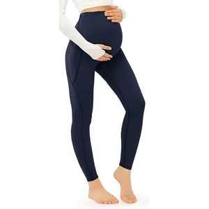 3018 High Quality Stretch Pregnant Yoga Pant with Side Pocket Comfy Belly Support High Waist Maternity Leggings For Women