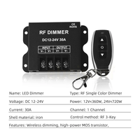 Contrôleur d'induction d'escalier à gradateur LED 30A à 1 canal 12V 24V avec télécommande RF à 3 touches et utilisation automatique en intérieur