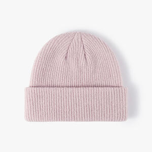 Chapeau d'hiver en tricot ample de créateur à la mode Ins lait café marron <span class=keywords><strong>Angora</strong></span> rouge <span class=keywords><strong>lapin</strong></span> fourrure motif à carreaux personnalisé chaud laine chapeau d'hiver - Product Image 3