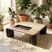 Ensemble de tables basses gigognes durables, directement de l'usine, carrées noires en MDF, tables d'appoint rectangulaires minimalistes pour salon