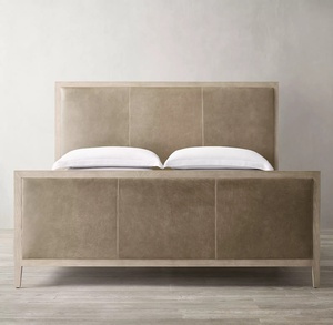 Cabecera de Cama King <span class=keywords><strong>Size</strong></span> Estilo Francés Tradicional RH, Tapizada en Cuero Genuino, Estructura de Madera de Roble Macizo, Almacenamiento de Lujo para Dormitorio - Product Image 5