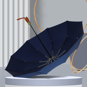 <span class=keywords><strong>Parapluie</strong></span> pliable à trois volets de grande taille pour entreprise, ouverture automatique, haute qualité, résistant à l'eau, poignée en bois massif, logo personnalisé - Product Image 3