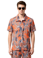 Vêtements de plage d'été en satin tricoté par sublimation de qualité supérieure, motif floral tropical bleu Hawaï, couleurs vives, résistants à la décoloration, vente en gros