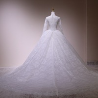 Robe de mariée modeste style princesse, col en V, manches longues, corset en dentelle, taille basque, grandes tailles, sur mesure, vente en gros