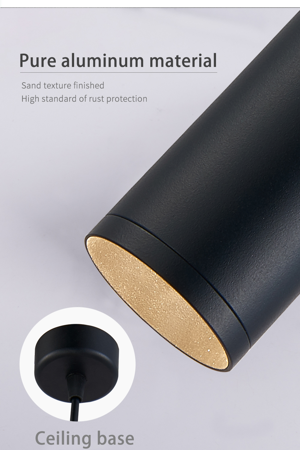 Black Cylinder LED Pendant Downlight Surface Mounted For Hotel / Restaurant