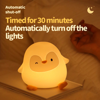 Lampe de chevet décorative pour chambre d'enfant, bébé, avec contrôle tactile, en silicone souple, mignonne, en forme de pingouin, lumière chaude