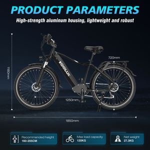 Bicicleta Eléctrica de 26 Pulgadas, 500W, 48V/15.8AH, Batería de Litio, 7 Velocidades, Suspensión Delantera, Cuadro de Aluminio, Motor Dual, Fábrica X3, Batería de Litio en Tubo Inferior - Product Image 5