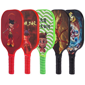 Raquette de pickleball en fibre de verre Nezha Cartoon, 40 trous, antidérapante, pour entraînement, pour adultes, forme standard - Product Image 1