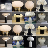 JYLIGHTING Lampe de table design moderne Base en marbre naturel de luxe Télécommande élégante lampe de chevet de forme ovale pour vivre