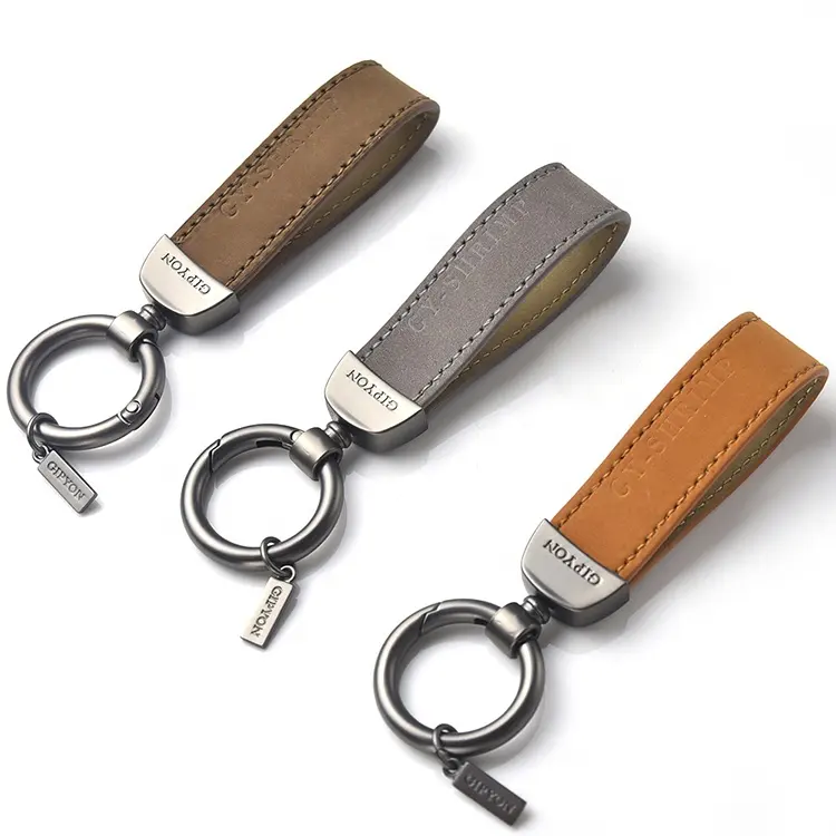 Leather business contracted keyring metal small pendant accessories custom key chain
