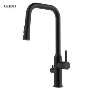 Grifo extraíble de 3 vías para la cocina, mezclador de fregadero Flexible, automático, para lavavajillas, color dorado y negro