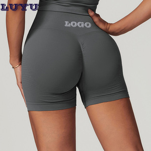 Shorts de sport athlétiques <span class=keywords><strong>pour</strong></span> femmes sans couture avec logo personnalisé, fessier galbé, entraînement, course à pied, taille haute, collants de sport, shorts de gym - Product Image 1
