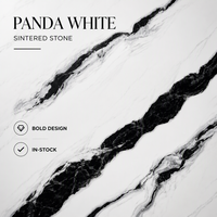 Dalle en pierre frittée Bold Panda White 1600x3200mm, aspect marbre noir et blanc à fort contraste, carrelage en porcelaine pour mur d'accentuation