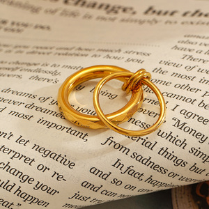 yunnique Gold Plated <b>Titanium</b> Steel <b>Ring</b> Geometric Shape Unisex Fashion Jewelry Gift Occasion YR37 - Product Image 1