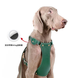 مجموعة طوق طوق طوق طوق سترة تكتيكية للكلاب من الجلد الناعم مع حقيبة Airtag - Product Image 2