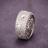 GRA Hip-Hop Iced Out Bling 925 Sterling Silber Diamanttester-geprüft VVS Moissanit 7-reihiger Smaragdschliff-Ring für Männer und Frauen als Geschenk