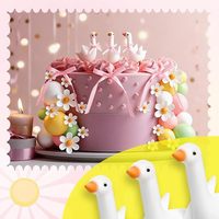 Lot de 41 décorations pour gâteau en forme d'oie, nœuds roses, rubans en satin, fleurs marguerites, ballons pastel, fournitures pour fête prénatale ou anniversaire sur le thème de la ferme