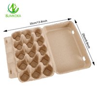 SUMKOKA Plateau à œufs rectangulaire en pâte de papier compostable à base de fibres végétales naturelles, 15 cavités, 9,9 x 13,8 pouces, pour l'incubation