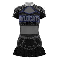 Conjuntos de Uniformes de Tenis de Spandex Azul y Blanco Plisados para Adultos, Sublimados, para Grupos de Animación - ¡Gran Venta!