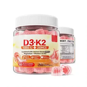 OEM Gommes de haute qualité à la vitamine K2 Mk4 Gommes remplies de vitamine D3 K2 en poudre Multivitamine Vitamine D3