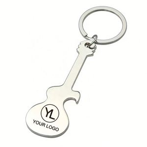 Llavero Abridor de Botellas de Metal con Logotipo Personalizado, Llavero con Forma de Guitarra de Aleación de Zinc para Regalo Promocional - Product Image 1