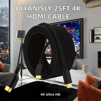 Câble HDMI 4K Diyanisly 25FT, câble HDMI 2.0 haute vitesse, prend en charge la résolution 4K