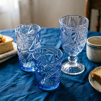 Verre à vin rouge haut de gamme vintage 320 ml, motif gaufré rétro européen, fait main, écologique, géométrique, pour les fêtes