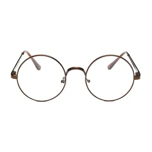 廉价透明镜片眼镜圆形金属时尚复古来样定做Logo框架眼镜