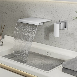 Specchio a parete <span class=keywords><strong>bagno</strong></span> cascata uscita acqua fredda e calda miscelatore lavello rubinetto a scomparsa nascosta rubinetto del bacino - Product Image 4
