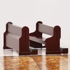 Panca in Legno Massello per Chiesa con Cuscino per Piegarsi in Ginocchio, per Sala di <span class=keywords><strong>Preghiera</strong></span>, Luoghi Religiosi, Celebrazioni Eucaristiche - Product Image 4