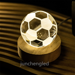 3D <strong>Soccer</strong> Crystal <strong>Ball</strong> <strong>Lamp</strong> with 16 Color Wooden LED Base Cool Desk Decor Gifts for Kids Girls Boy Friends Fans <strong>Ball</strong> Night Light - Product Image 2