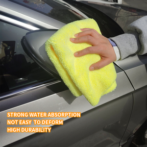 Toalla de coche de microfibra de pila larga y corta con borde de corte ultrasónico de 16x16 pulgadas para lavado y paños de limpieza de detalles en seco sin bordes - Product Image 2