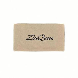 Etiquetas de algodón personalizadas para el cuidado de la ropa con logotipo, etiquetas tejidas con fuente orgánica, etiquetas para prendas con pliegue central - Product Image 2