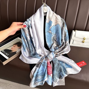Sciarpa di <span class=keywords><strong>seta</strong></span> personalizzata sciarpe di <span class=keywords><strong>seta</strong></span> <span class=keywords><strong>blu</strong></span> stampa digitale <span class=keywords><strong>Foulard</strong></span> En Soie donna sciarpa di <span class=keywords><strong>seta</strong></span> con Logo - Product Image 3