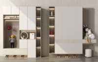 Armoire de rangement de luxe pour chaussures avec éclairage LED et vitrine en verre, banc d'entrée pour couloir, salon, meuble de maison, armoire sur mesure