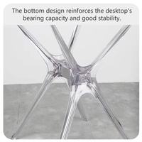 Table à manger ronde transparente non fragile de conception nordique avec des pieds en PC en verre trempé pour la maison salon hôtel
