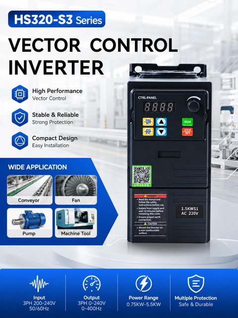 0.75KW 1.5KW 2.2KW 3KW 4KW 5.5KW 220V High Performance AC Drive Vector Control VFD Variable Frequency Drive