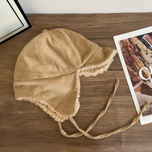 Lei Feng <b>Hat</b> Corduroy Fleece Lined Warm Windproof Winter <b>Bucket</b> <b>Hat</b> For Women <b>Reversible</b> Ear Protection - Product Image 2