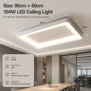 Modern Square Led <b>Ceiling</b> <b>Light</b> Surface Mount Remote Control Dimmable Acrylic Iron For Living Room Bedroom <b>Office</b> - Product Image 4