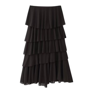 SHENZHU Primavera 2026, Nueva Llegada, <span class=keywords><strong>Falda</strong></span> Midi con Cintura Elástica y Decoración en <span class=keywords><strong>Capas</strong></span> con Dobladillo Asimétrico 5039239 - Product Image 1
