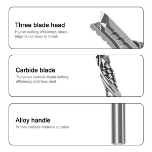 Vástago de <span class=keywords><strong>1</strong></span>/2 pulgadas TCT Mortising Up-Cut Spiral Solid Carbide CNC <span class=keywords><strong>Router</strong></span> Bits tres cuchillas 2 Cabezal de flauta para recortar y grabar - Product Image 5