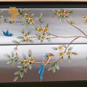 Французский дизайн, ретро шкаф из массива дерева, расписанный вручную Новый входной шкаф для гостиной дома, шкаф для хранения с 2 ящиками - Product Image 3