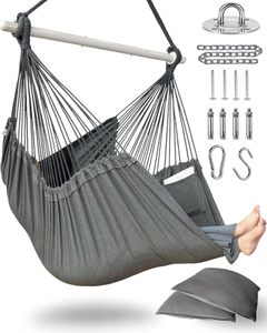 Fauteuil suspendu <span class=keywords><strong>XXL</strong></span> avec 2 coussins pour patio, véranda, chambre, jardin, intérieur et extérieur, comprend des kits de fixation - Product Image 5