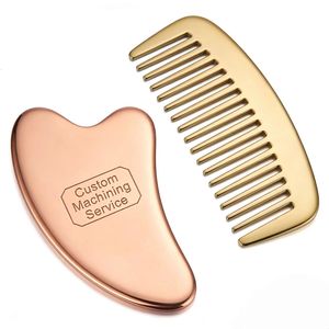 Servicio de Mecanizado Personalizado, Etiqueta Láser, Herramienta de Masaje de Puntos de Acupresión Gua Sha de Cobre, Aparato de Raspado, Peine de Masaje para Cuero Cabelludo de Latón - Product Image 1