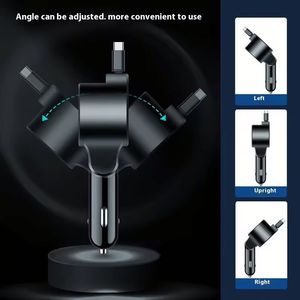 Retractable 75W USB <b>Car</b> Charger Fast Charging 3 in 1 PD <b>Car</b> Mobile Phone Charger With Type C Cable - Product Image 3