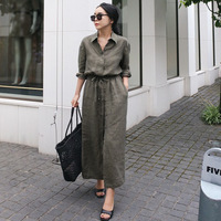 Nouveautés 2026 : Robe Chemise Femme Élégante en Coton et Lin de Style Coréen – Vêtements Féminins Tendance
