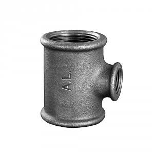 Cast Iron T-Connector No. 130 Reduced Female x Female x Female (B1) Gröditz Fittings A.L. 3\" x 2\" Zinc Galvanised Surface BSPT