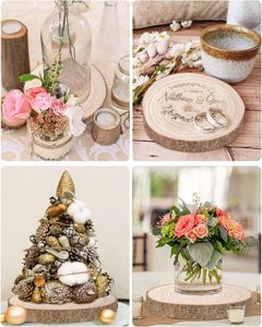 Miếng gỗ tròn tự nhiên chưa hoàn thiện 13-15cm, tấm gỗ tròn dùng làm bàn ăn, đồ thủ công tự làm - Product Image 6