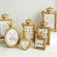 Cadre photo DIY 5x7 en résine avec couronne en verre, décoration d'intérieur, sculpture rétro, cadre photo couronne en résine, ornement de table pour la maison